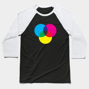 CMYK Color Intersecting Circles Baseball T-Shirt